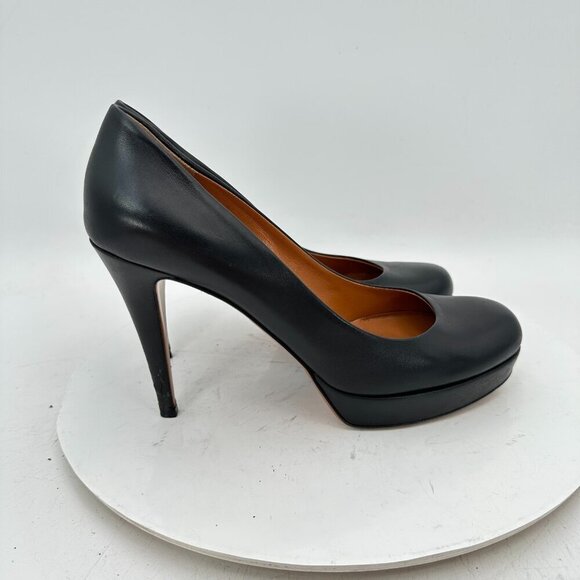 Gucci Women Size EU 38.5 US 8.5 Black Leather Platform Pump Heel Shoes - Picture 5 of 12